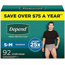 DEPEND FRESH PROTECTION INCONTINENCE UNDERWEAR FOR MEN ADULT DIAPERS SM 19 CT #ROCK VALUE-ORDER BY TUESDAY EVENING OCT 07 ARRIVING OCT 15 FOR DELIVERY#