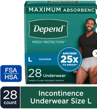 DEPEND FRESH PROTECTION INCONTINENCE UNDERWEAR FOR MEN ADULT DIAPERS SM 19 CT #ROCK VALUE-ORDER BY TUESDAY EVENING OCT 07 ARRIVING OCT 15 FOR DELIVERY#