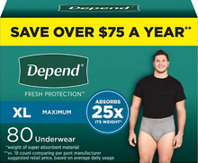 DEPEND FRESH PROTECTION INCONTINENCE UNDERWEAR FOR MEN ADULT DIAPERS SM 19 CT #ROCK VALUE-ORDER BY TUESDAY EVENING OCT 07 ARRIVING OCT 15 FOR DELIVERY#