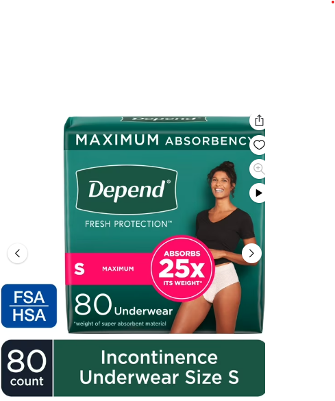 DEPEND FRESH PROTECTION INCONTINENCE UNDERWEAR FOR WOMEN, MAXIMUM ABSORBENCY SMALL 19 CT#ROCK VALUE-ORDER BY TUESDAY EVENING OCT 07 ARRIVING OCT 15 FOR DELIVERY#