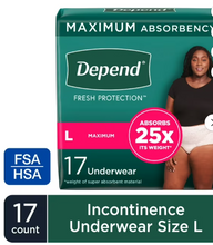 DEPEND FRESH PROTECTION INCONTINENCE UNDERWEAR FOR WOMEN, MAXIMUM ABSORBENCY SMALL 19 CT#ROCK VALUE-ORDER BY TUESDAY EVENING OCT 07 ARRIVING OCT 15 FOR DELIVERY#