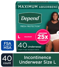 DEPEND FRESH PROTECTION INCONTINENCE UNDERWEAR FOR WOMEN, MAXIMUM ABSORBENCY SMALL 19 CT#ROCK VALUE-ORDER BY TUESDAY EVENING OCT 07 ARRIVING OCT 15 FOR DELIVERY#