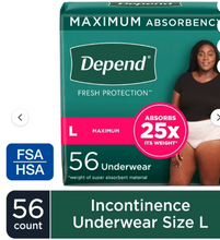 DEPEND FRESH PROTECTION INCONTINENCE UNDERWEAR FOR WOMEN, MAXIMUM ABSORBENCY SMALL 19 CT#ROCK VALUE-ORDER BY TUESDAY EVENING OCT 07 ARRIVING OCT 15 FOR DELIVERY#