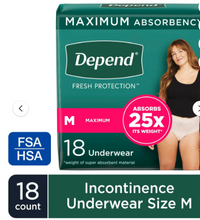 DEPEND FRESH PROTECTION INCONTINENCE UNDERWEAR FOR WOMEN, MAXIMUM ABSORBENCY SMALL 19 CT#ROCK VALUE-ORDER BY TUESDAY EVENING OCT 07 ARRIVING OCT 15 FOR DELIVERY#