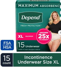 DEPEND FRESH PROTECTION INCONTINENCE UNDERWEAR FOR WOMEN, MAXIMUM ABSORBENCY SMALL 19 CT#ROCK VALUE-ORDER BY TUESDAY EVENING OCT 07 ARRIVING OCT 15 FOR DELIVERY#