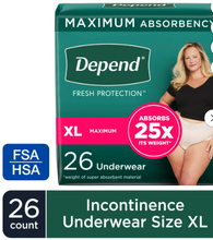 DEPEND FRESH PROTECTION INCONTINENCE UNDERWEAR FOR WOMEN, MAXIMUM ABSORBENCY SMALL 19 CT#ROCK VALUE-ORDER BY TUESDAY EVENING OCT 07 ARRIVING OCT 15 FOR DELIVERY#