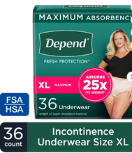 DEPEND FRESH PROTECTION INCONTINENCE UNDERWEAR FOR WOMEN, MAXIMUM ABSORBENCY SMALL 19 CT#ROCK VALUE-ORDER BY TUESDAY EVENING OCT 07 ARRIVING OCT 15 FOR DELIVERY#