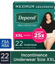 DEPEND FRESH PROTECTION INCONTINENCE UNDERWEAR FOR WOMEN, MAXIMUM ABSORBENCY SMALL 19 CT#ROCK VALUE-ORDER BY TUESDAY EVENING OCT 07 ARRIVING OCT 15 FOR DELIVERY#