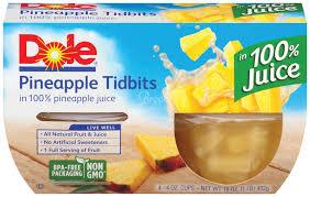 DOLE FRUIT BOWLS PINEAPPLE TIDBITS 4PK 4OZ