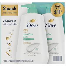 DOVE SENSITIVE SKIN HYPOALLERGENIC BODY WASH 30.6 OZ 2PK #ROCK VALUE-ORDER BY  TUESDAY EVENING OCT 07 ARRIVING OCT 15 FOR DELIVERY#