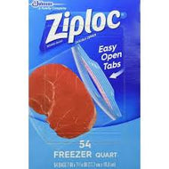 ZIPLOC STAY OPEN DESIGN FREEZER QUART BAGS 54 CT GRIP N SEAL TECHNOLOGY