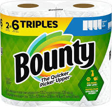 BOUNTY PAPER TOWELS 2 = 6 TRIPLE