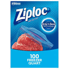 ZIPLOC STAY OPEN DESIGN FREEZER QUART BAGS 54 CT GRIP N SEAL TECHNOLOGY