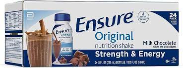 ENSURE ORIGINAL CHOCOLATE NUTRITION SHAKE 8 OZ 24 CT #ROCK VALUE-ORDER BY  MONDAY EVENING NOV 19 ARRIVING NOV 27   FOR DELIVERY#