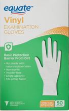 EQUATE VINYL EXAMINATION GLOVES 50 CT #ROCK VALUE-ORDER BY  TUESDAY EVENING DEC 24 ARRIVING JAN 02 FOR DELIVERY#