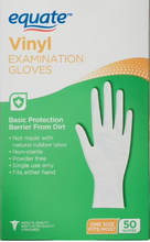 EQUATE VINYL EXAMINATION GLOVES 50 CT #ROCK VALUE-ORDER BY  TUESDAY EVENING OCT 07 ARRIVING OCT 15 FOR DELIVERY#