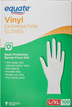 EQUATE VINYL EXAMINATION GLOVES 50 CT #ROCK VALUE-ORDER BY  TUESDAY EVENING DEC 24 ARRIVING JAN 02 FOR DELIVERY#