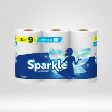 SPARKLE TEAR A SQUARE PAPER TOWELS 3 = 9 TRIPLE ROLLS
