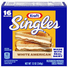 KRAFT SINGLES WHITE AMERICAN CHEESE SLICES 16 CT 12 OZ