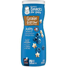 GERBER SNACKS FOR BABY'S - GRAIN & GROW PUFFS BLUEBERRY  1.48 0Z
