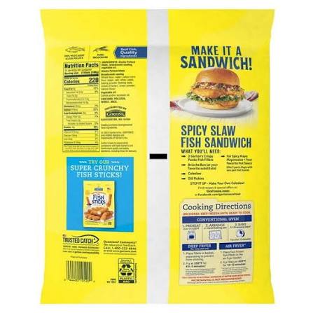 GORTON'S GOLDEN CRUNCHY PANKO FISH FILLETS 28 CT 3 LBS 6 OZ
