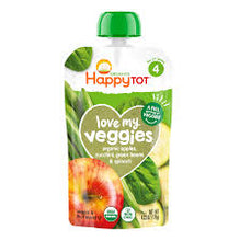 HAPPYTOT ORGANICS LOVE MY VEGGIES APPLES, ZUCCHINI, GREEN BEANS, & SPINACH 4.22 OZ