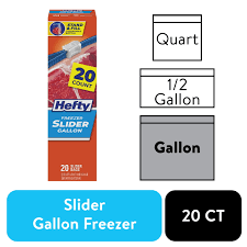 HEFTY SLIDER FREEZER STORAGE BAGS GALLON 20 CT