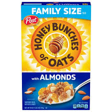 HONEY BUNCHES OF OATS WITH ALMONDS BREAKFAST CEREAL FAMILY SIZE 18 OZ