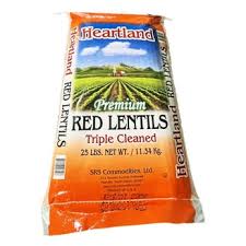 HEARTLAND RED LENTILS 25 LBS #ROCK VALUE-ORDER BY  TUESDAY EVENING NOV 25  ARRIVING DEC 03  FOR DELIVERY#