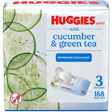 HUGGIES SCENTED CUCUMBER & GREEN  TEA WIPES 3 PK 168 CT #ROCK VALUE PRODUCT ORDER BY MONDAY NOV 19 ARRIVING NOV 27 FOR DELIVERY#