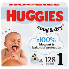 HUGGIES SNUG & DRY DIAPERS SIZE 1 128 COUNT  #ROCK VALUE PRODUCT ORDER BY TUESDAY JUNE 09  ARRIVING JUNE 17 FOR DELIVERY#