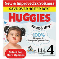 HUGGIES SNUG & DRY DIAPERS SIZE 4 144 COUNT  #ROCK VALUE PRODUCT ORDER BY TUESDAY JUNE 09  ARRIVING JUNE 17 FOR DELIVERY#