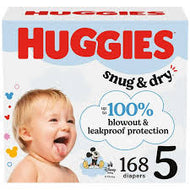 HUGGIES SNUG & DRY DIAPERS SIZE 5 168 COUNT  #ROCK VALUE PRODUCT ORDER BY TUESDAY JUNE 09  ARRIVING JUNE 17 FOR DELIVERY#