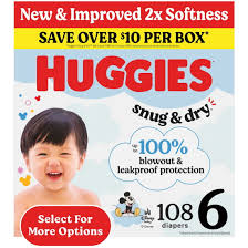 HUGGIES SNUG & DRY DIAPERS SIZE 6  108 COUNT  #ROCK VALUE PRODUCT ORDER BY TUESDAY JUNE 09  ARRIVING JUNE 17 FOR DELIVERY#