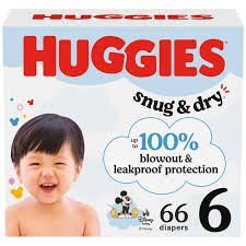 HUGGIES SNUG & DRY DIAPERS SIZE 6 66 COUNT  #ROCK VALUE PRODUCT ORDER BY TUESDAY JUNE 09  ARRIVING JUNE 17 FOR DELIVERY#