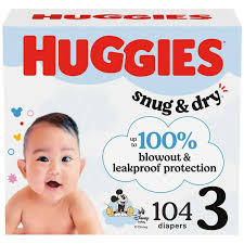 HUGGIES SNUG & DRY DIAPER SIZE 3 104 COUNT #ROCK VALUE PRODUCT ORDER BY TUESDAY JUNE 09  ARRIVING JUNE 17 FOR DELIVERY#