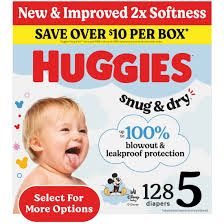HUGGIES SNUG & DRY DIAPER SIZE 5 128 COUNT #ROCK VALUE PRODUCT ORDER BY TUESDAY JUNE 09  ARRIVING JUNE 17 FOR DELIVERY#