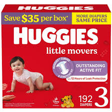 HUGGIES LITTLE MOVERS PERFECT FITTING DIAPERS 192 CT (16-28 LBS) SIZE 3 #ROCK VALUE PRODUCT ORDER BY TUESDAY DEC 23  ARRIVING DEC 31 FOR DELIVERY#