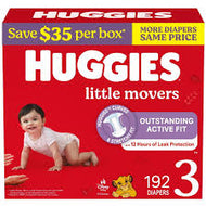 HUGGIES LITTLE MOVERS PERFECT FITTING DIAPERS 192 CT (16-28 LBS) SIZE 3 #ROCK VALUE PRODUCT ORDER BY TUESDAY DEC 23  ARRIVING DEC 31 FOR DELIVERY#