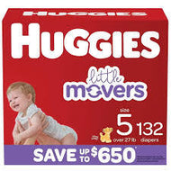 HUGGIES LITTLE MOVERS PERFECT FITTING DIAPERS 132 CT (27+ LBS) SIZE 5 #ROCK VALUE PRODUCT ORDER BY MONDAY NOV 19 ARRIVING NOV 27 FOR DELIVERY#