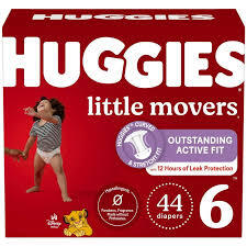 HUGGIES LITTLE MOVERS DIAPERS SIZE 6 44 CT  #ROCK VALUE PRODUCT ORDER BY MONDAY NOV 19 ARRIVING NOV 27 FOR DELIVERY#