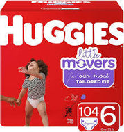 HUGGIES LITTLE MOVERS PERFECT FITTING DIAPERS 108 CT (35+ LBS) SIZE 6 #ROCK VALUE PRODUCT ORDER BY MONDAY NOV 19 ARRIVING NOV 27 FOR DELIVERY#