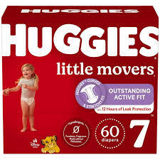 HUGGIES LITTLE MOVERS DIAPERS SIZE 7 60 CT  #ROCK VALUE PRODUCT ORDER BY MONDAY NOV 19 ARRIVING NOV 27 FOR DELIVERY#