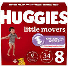 HUGGIES LITTLE MOVERS DIAPERS SIZE 8 34 CT  #ROCK VALUE PRODUCT ORDER BY MONDAY NOV 19 ARRIVING NOV 27 FOR DELIVERY#