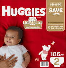 HUGGIES LITTLE SNUGGLERS DIAPERS 186 CT (12-18 LBS) SIZE 2 #ROCK VALUE PRODUCT ORDER BY MONDAY NOV 19 ARRIVING NOV 27 FOR DELIVERY#