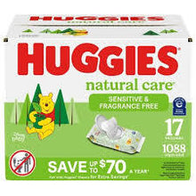 HUGGIES NATURAL CARE SENSITIVE BABY WIPES FRAGRANCE FREE 17 PK 1088 CT #ROCK VALUE PRODUCT ORDER BY MONDAY NOV 19 ARRIVING NOV 27 FOR DELIVERY#