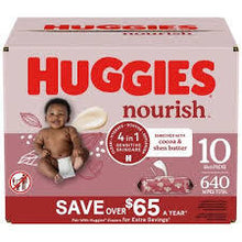 HUGGIES NOURISH BABY WIPES COCOA & SHEA BUTTER 10 PK 640 WIPES #ROCK VALUE PRODUCT ORDER BY MONDAY NOV 19 ARRIVING NOV 27 FOR DELIVERY#