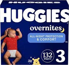 HUGGIES OVERNITES NIGHTIME BABY DIAPERS  SIZE 3 132 CT (16-28 LBS) #ROCK VALUE PRODUCT ORDER BY MONDAY NOV 19 ARRIVING NOV 27 FOR DELIVERY#