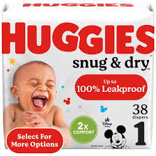 HUGGIES SNUG & DRY DIAPERS SIZE 1 38 COUNT  #ROCK VALUE PRODUCT ORDER BY MONDAY NOV 19 ARRIVING NOV 27 FOR DELIVERY#