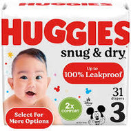 HUGGIES SNUG & DRY DIAPERS SIZE 3  31 COUNT  #ROCK VALUE PRODUCT ORDER BY MONDAY NOV 26 ARRIVING DEC 04 FOR DELIVERY#